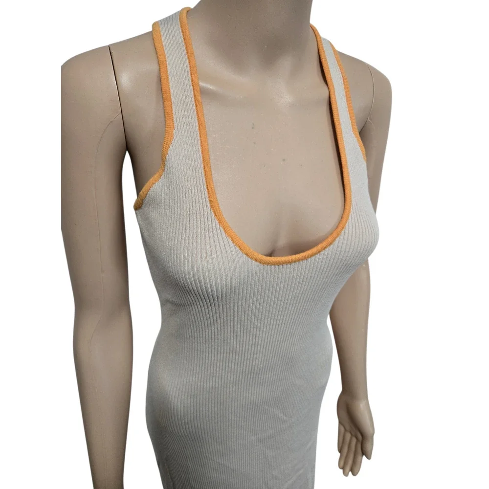 Petal & pup women's large tan and orange tank top dress long slit - Picture 4 of 4